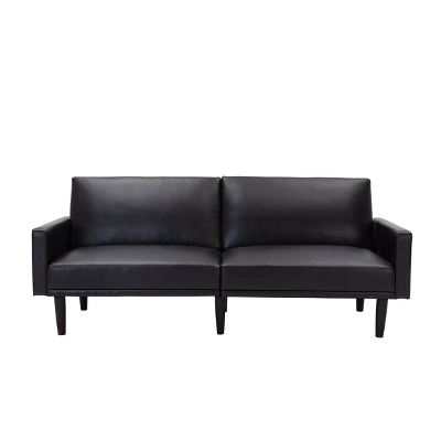 Faux Leather Futon Sofa With Arms Black - Room Essentials™ 5 Faux Leather Futon Sofa With Arms Black - Room Essentials™ - Image 3