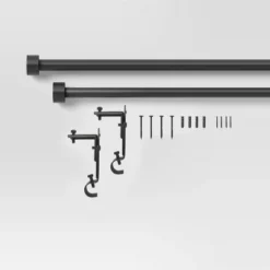 Easy Hang Frame Mount Curtain Rod Set Black - Room Essentials™ -Room Essentials GUEST 4d100c82 49c8 4405 ab6b b86cd52cbae4
