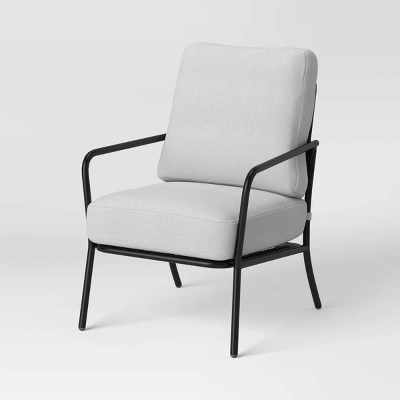 2pc Metal Mesh Outdoor Patio Chairs With Double Cushions, Club Chairs Black - Room Essentials™ 4 2pc Metal Mesh Outdoor Patio Chairs With Double Cushions, Club Chairs Black - Room Essentials™ - Image 2