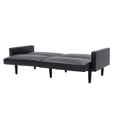 Faux Leather Futon Sofa With Arms Black - Room Essentials™ 10 Faux Leather Futon Sofa With Arms Black - Room Essentials™ - Image 8